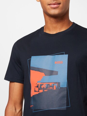 BOSS Orange T-Shirt 'Teabstract' in Blau