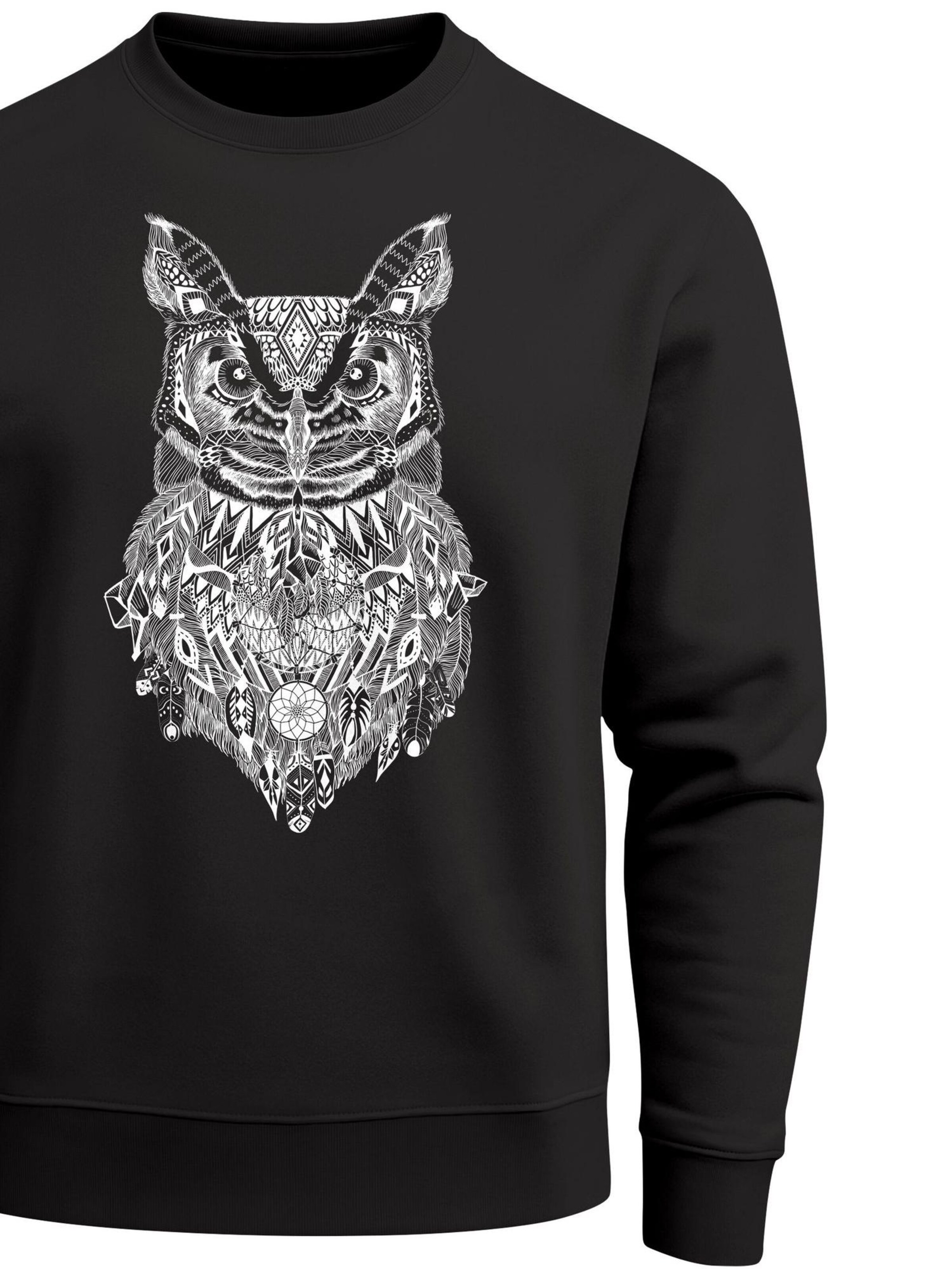 Neverless Sweatshirt 'Boho Owl' in Black