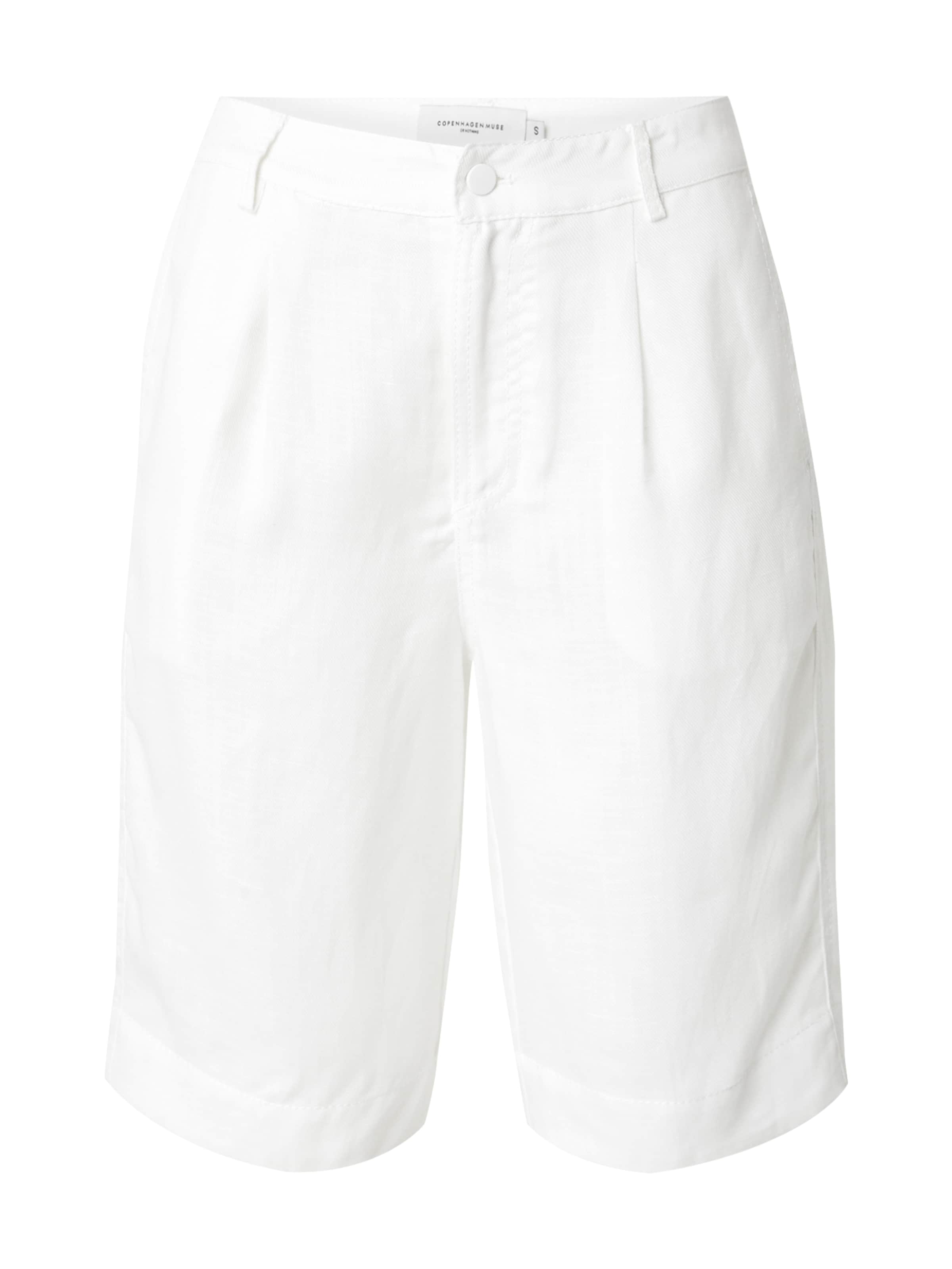 Cph Muse Voľný strih Plisované nohavice 'NATULI' - Biela: predná strana