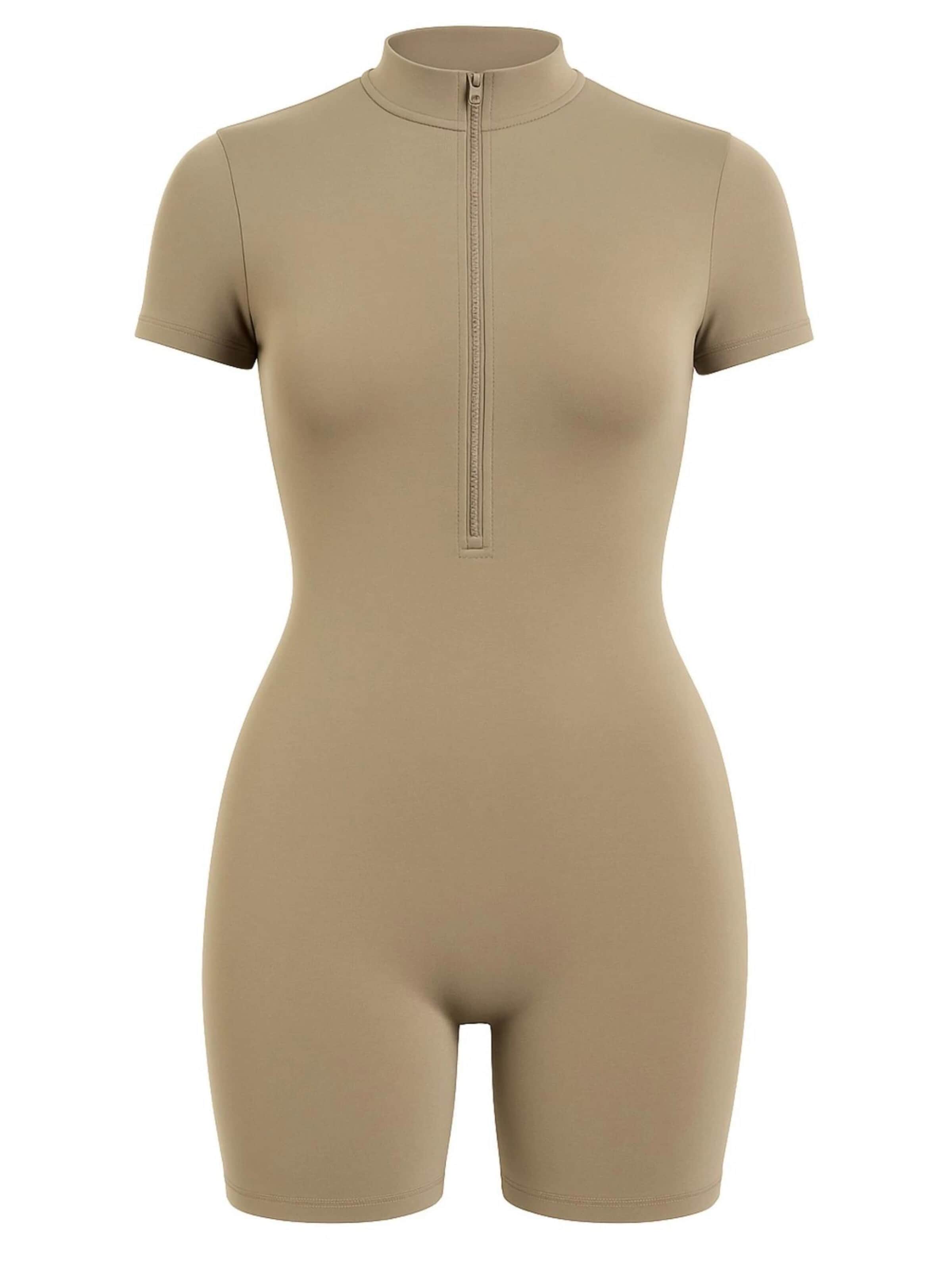 FemmeTone Athletic Bodysuit in Grey: front