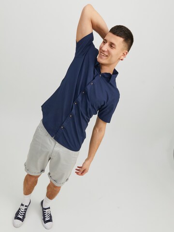 JACK & JONES Slim fit Button Up Shirt 'JWHSUMMER' in Blue