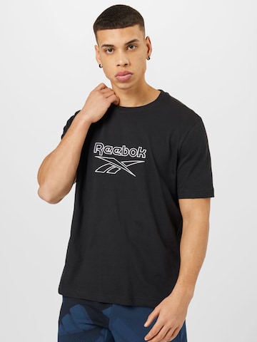 Reebok Shirt 'Vector' in Zwart: voorkant