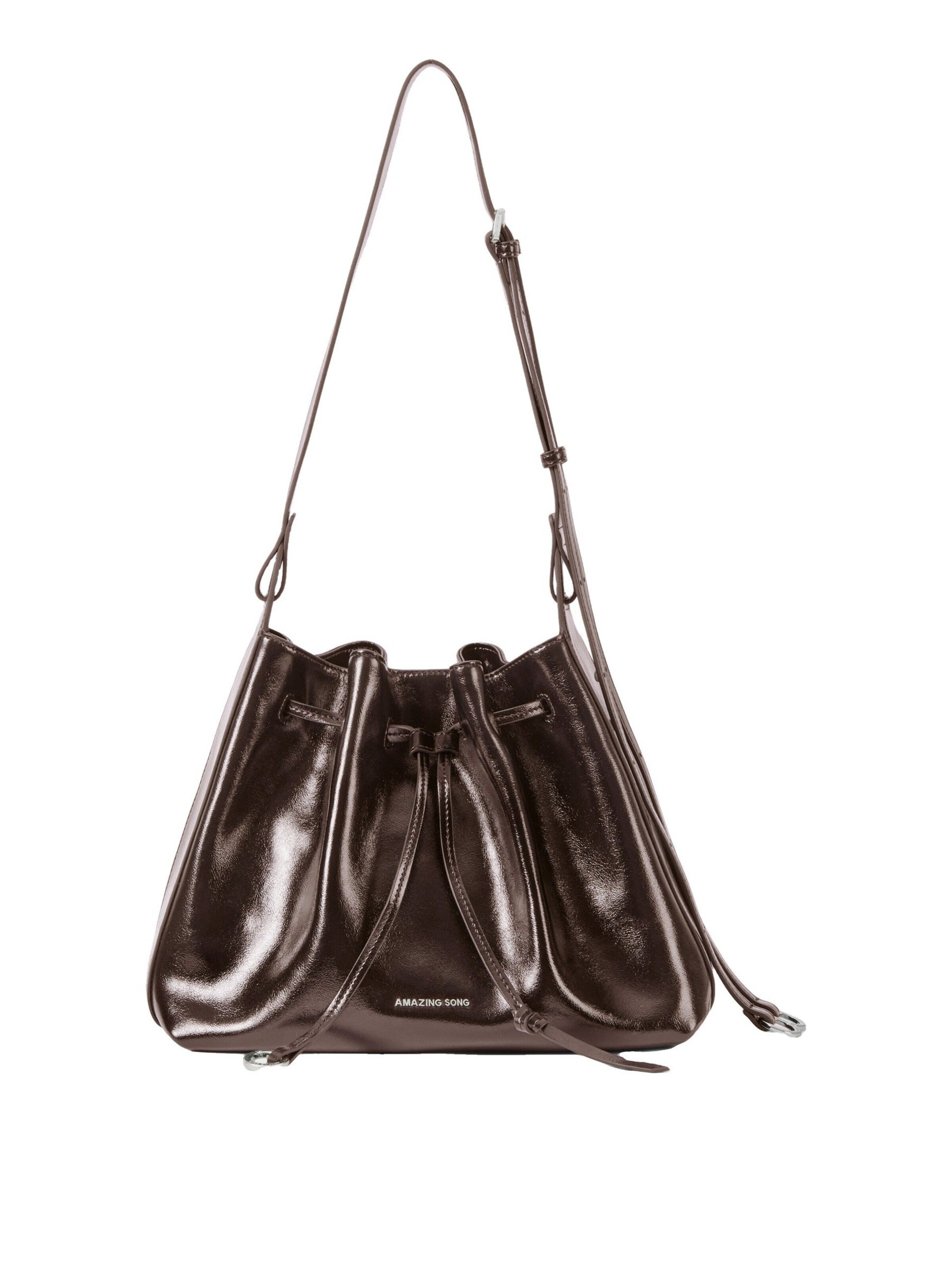 Borsa a spalla 'Donut Drawstring' di Amazing Song in marrone: frontale
