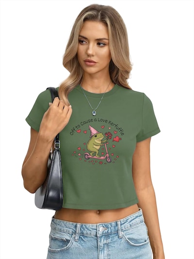 GORHEY Shirt 'Women's Summer Casual Cotton T-Shirt with  Cartoon characters Print'‌‌‌‌‌‌‌‌ in grün, Produktansicht