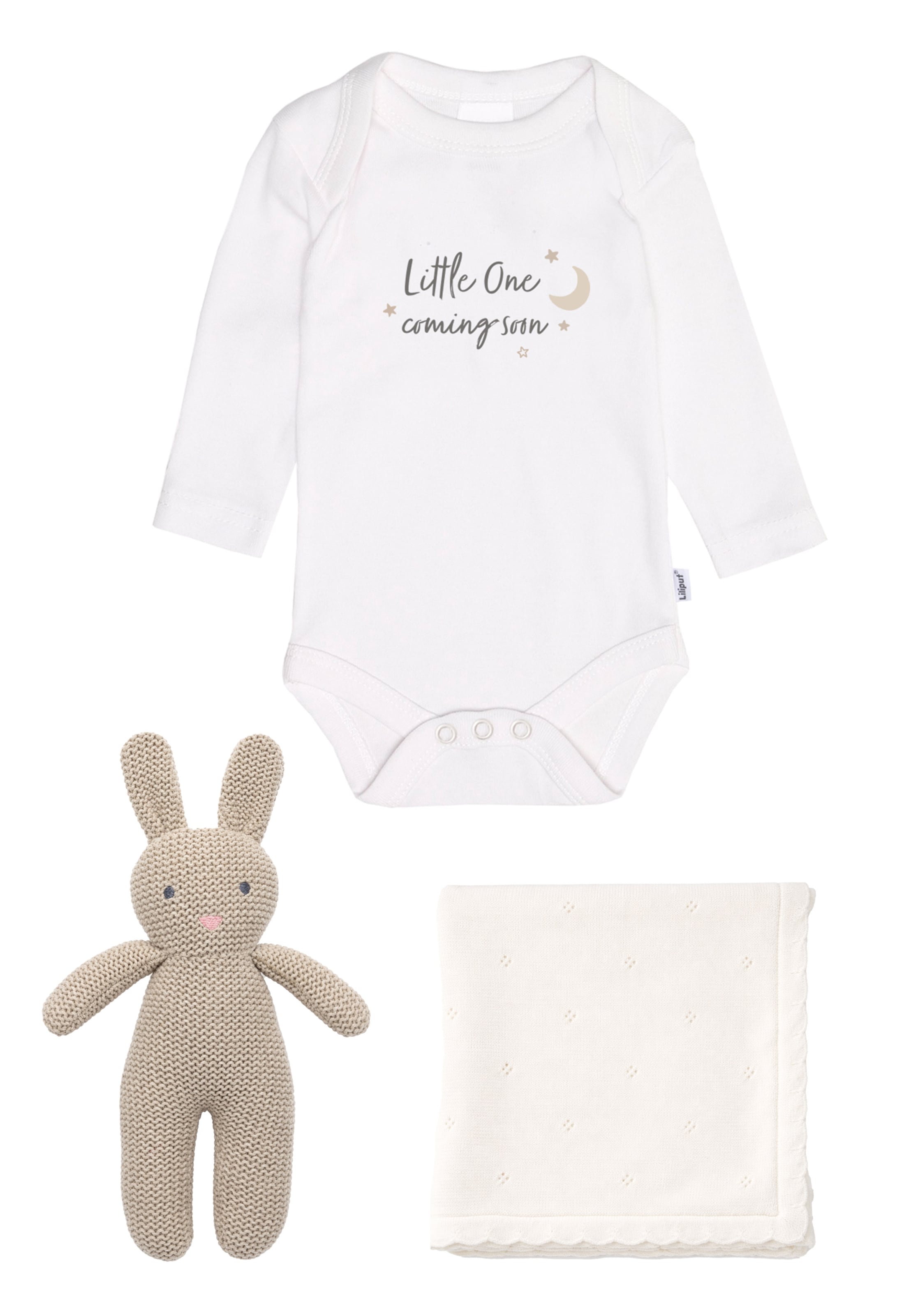 LILIPUT Underwear Set 'Little One coming soon' in Brown: front