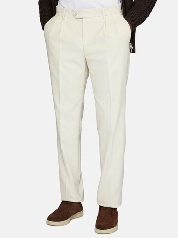 Boggi Milano Slim fit Trousers with creases in Beige: front