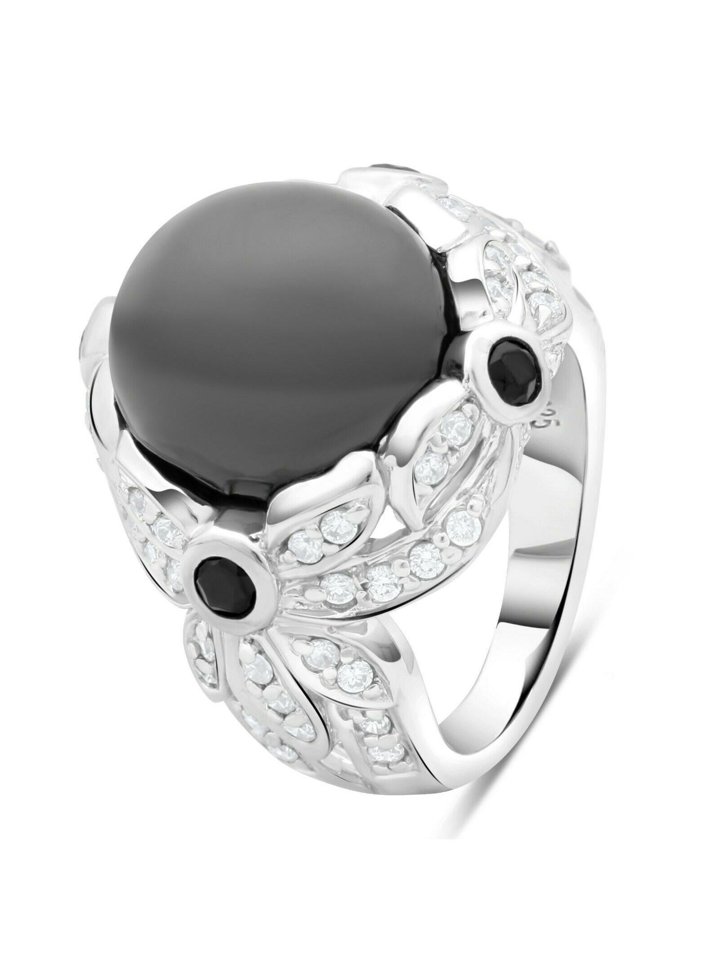 Tony Fein Ring 'Solitär Onyx' in Silver