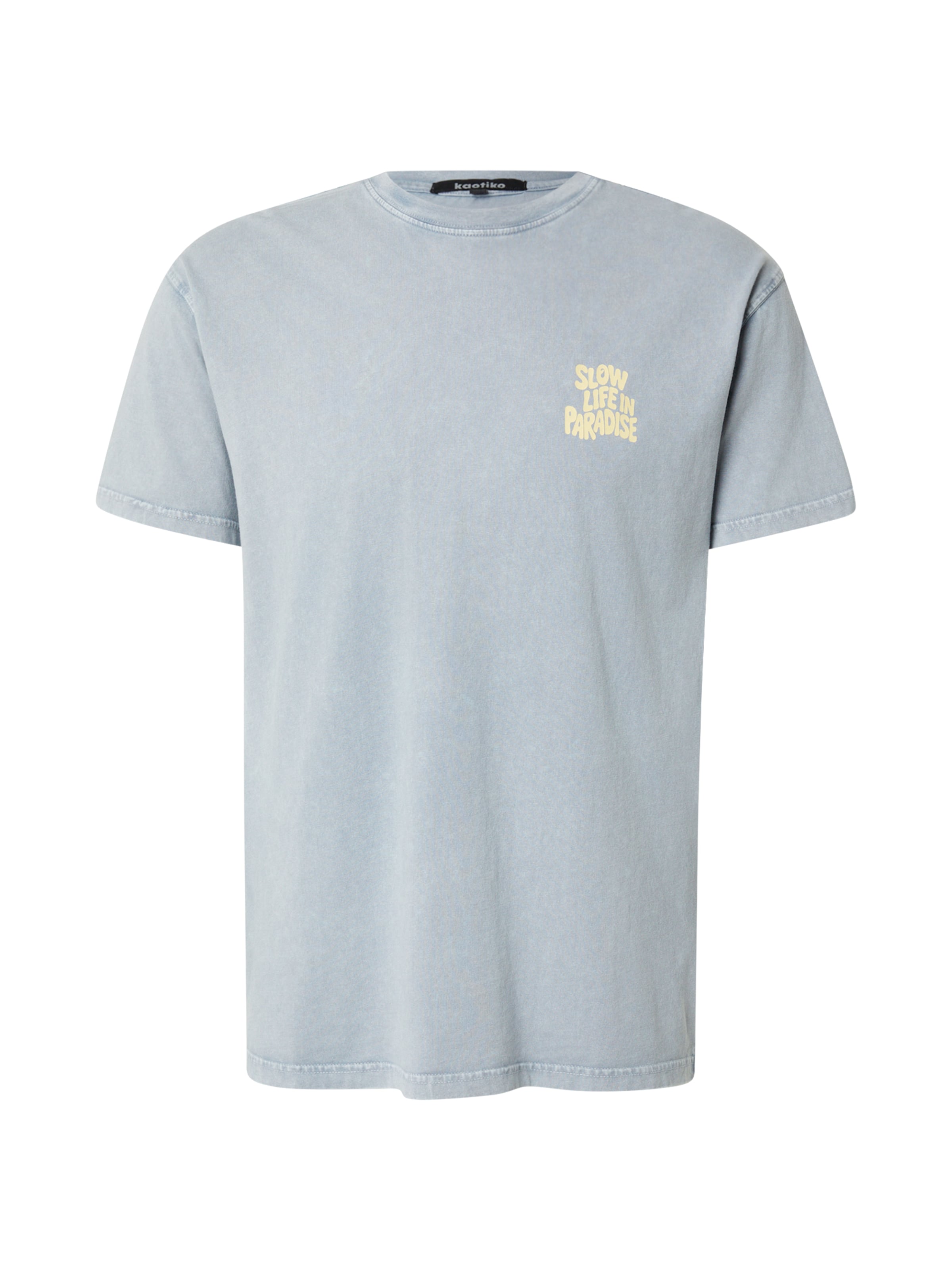 Maglietta 'SLOW LIFE IN PARADISE' di Kaotiko in grigio: frontale