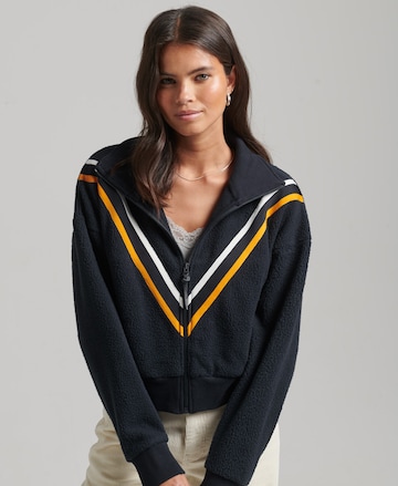 Superdry Fleece jas 'Chevron' in Zwart: voorkant