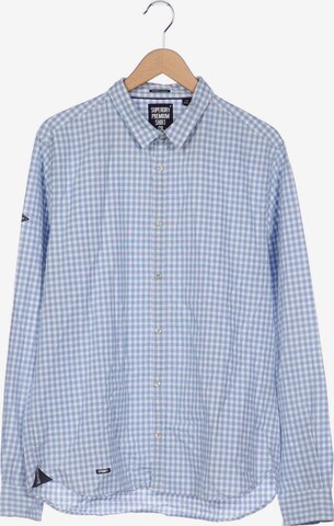 Superdry Button Up Shirt in XXL in Blue: front