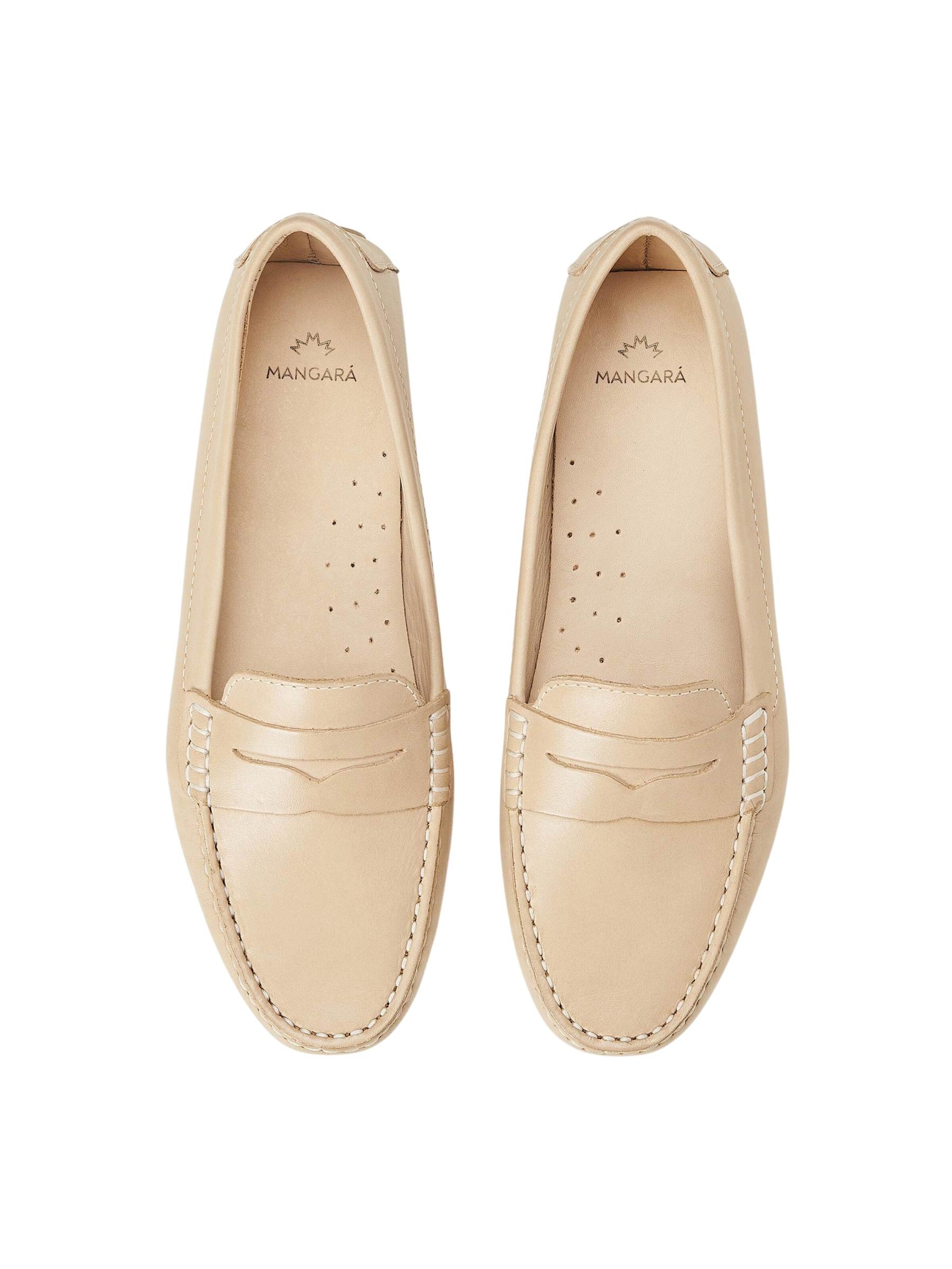 Mangara Atelier Moccasin 'Angico Penny-Loafer Damen Kalbsleder Beige - flach' in Beige