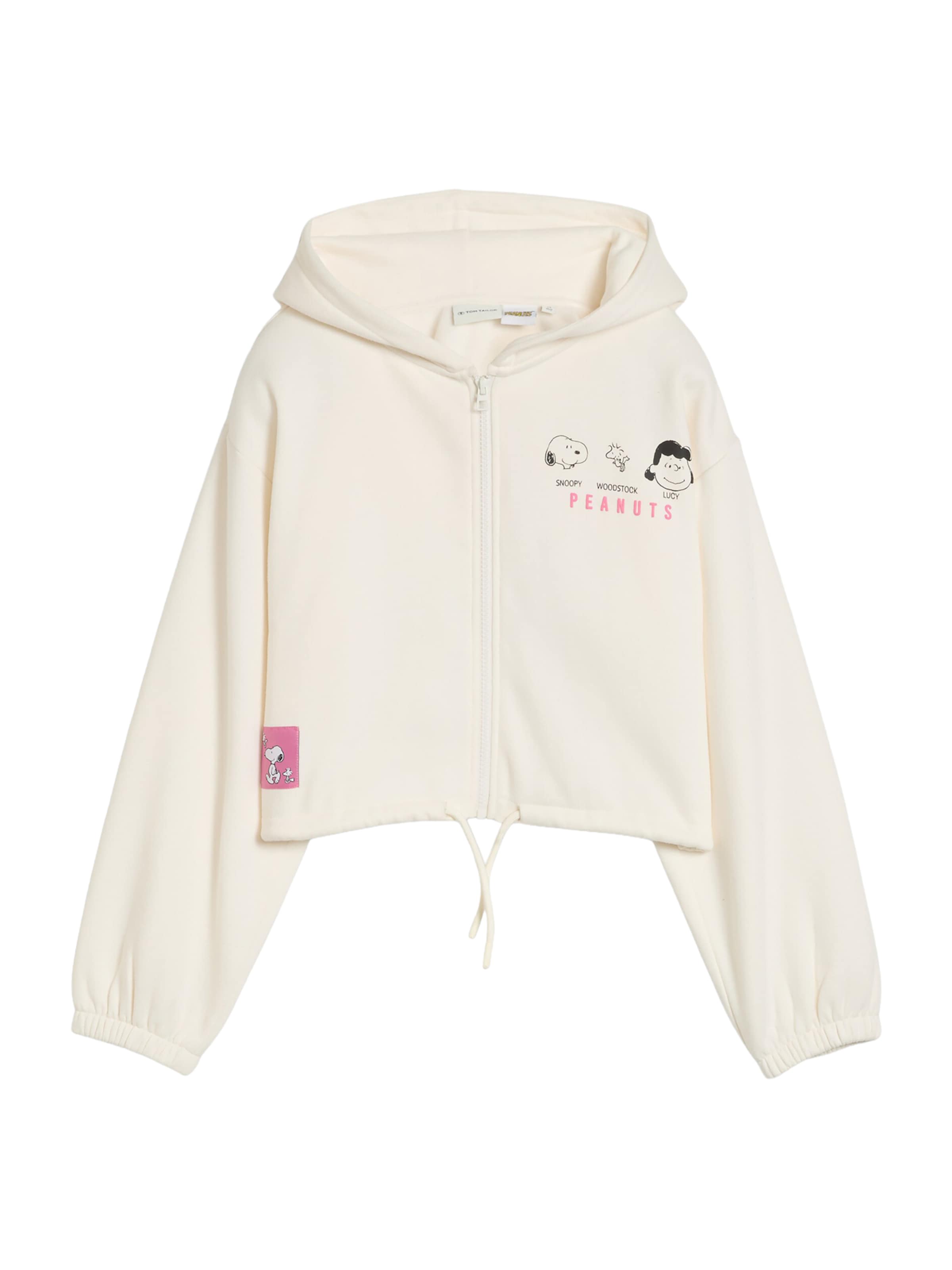 TOM TAILOR Zip-Up Hoodie 'Peanuts' in White: front