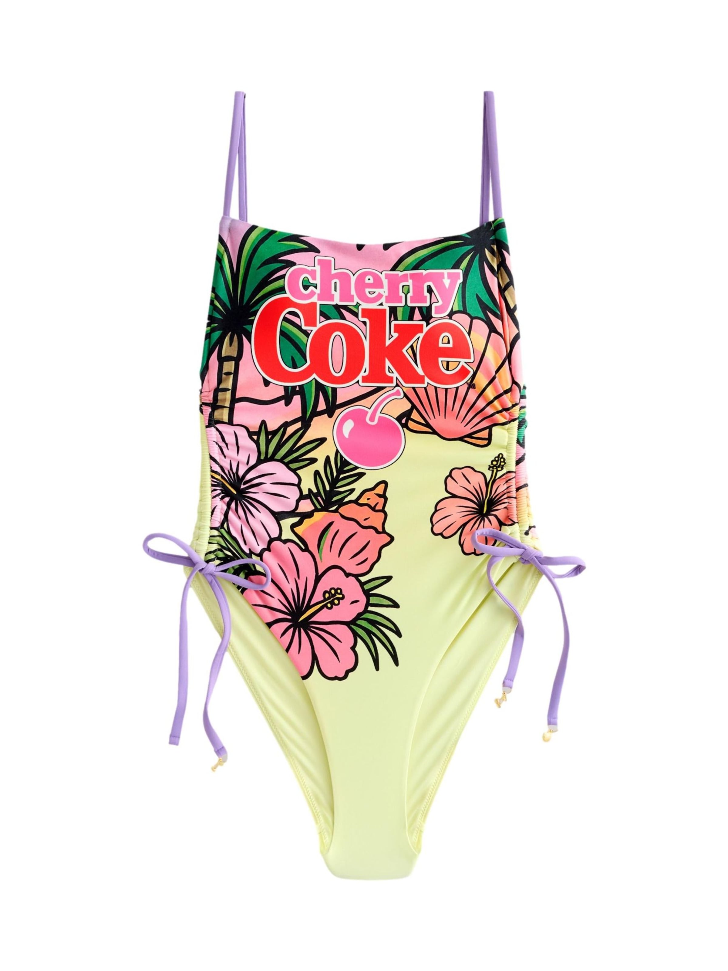 Next Bustier Shapingbadeanzug 'Cherry Coke' in Gelb: Vorderseite