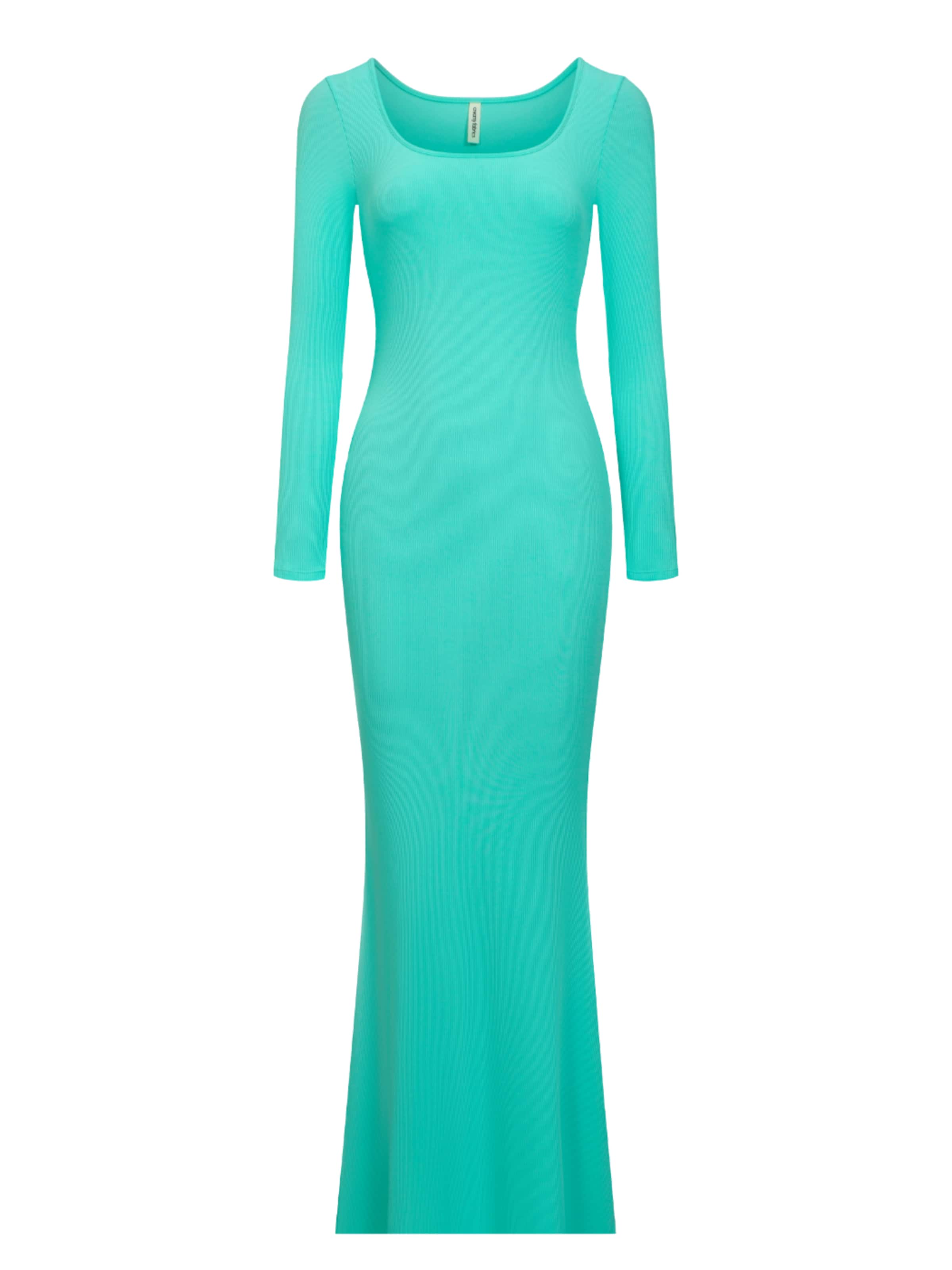 cfab (formerly creamy fabrics) Jurk 'Ribbed Long Sleeve Maxikleid' in Groen: voorkant