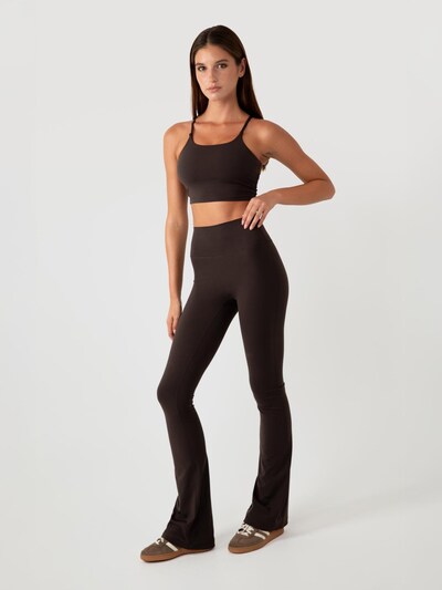 YO-GAYA Legingi 'Flared Legging' pieejams XS/Klasisks piegriezums, krāsa - tumši brūns, Preces skats