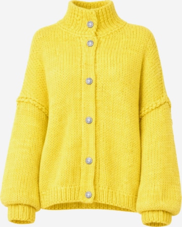 Worldclassca Oversized Cardigan 'Strickjacke mit Knopf' in Yellow: front