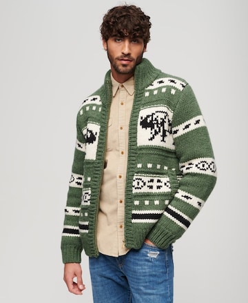 Superdry Knit Cardigan in Green: front
