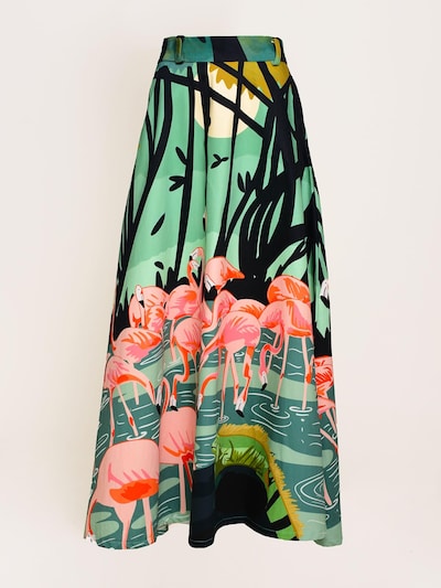36 dydžio Sijonas 'National Aviary of Colombia Skirt' iš Pineapples Don't Have Sleeves, spalva – žalia / šviesiai rožinė, Prekių apžvalga