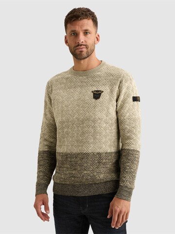 PME Legend Trui 'Pullover with gradient and tape detail' in Beige