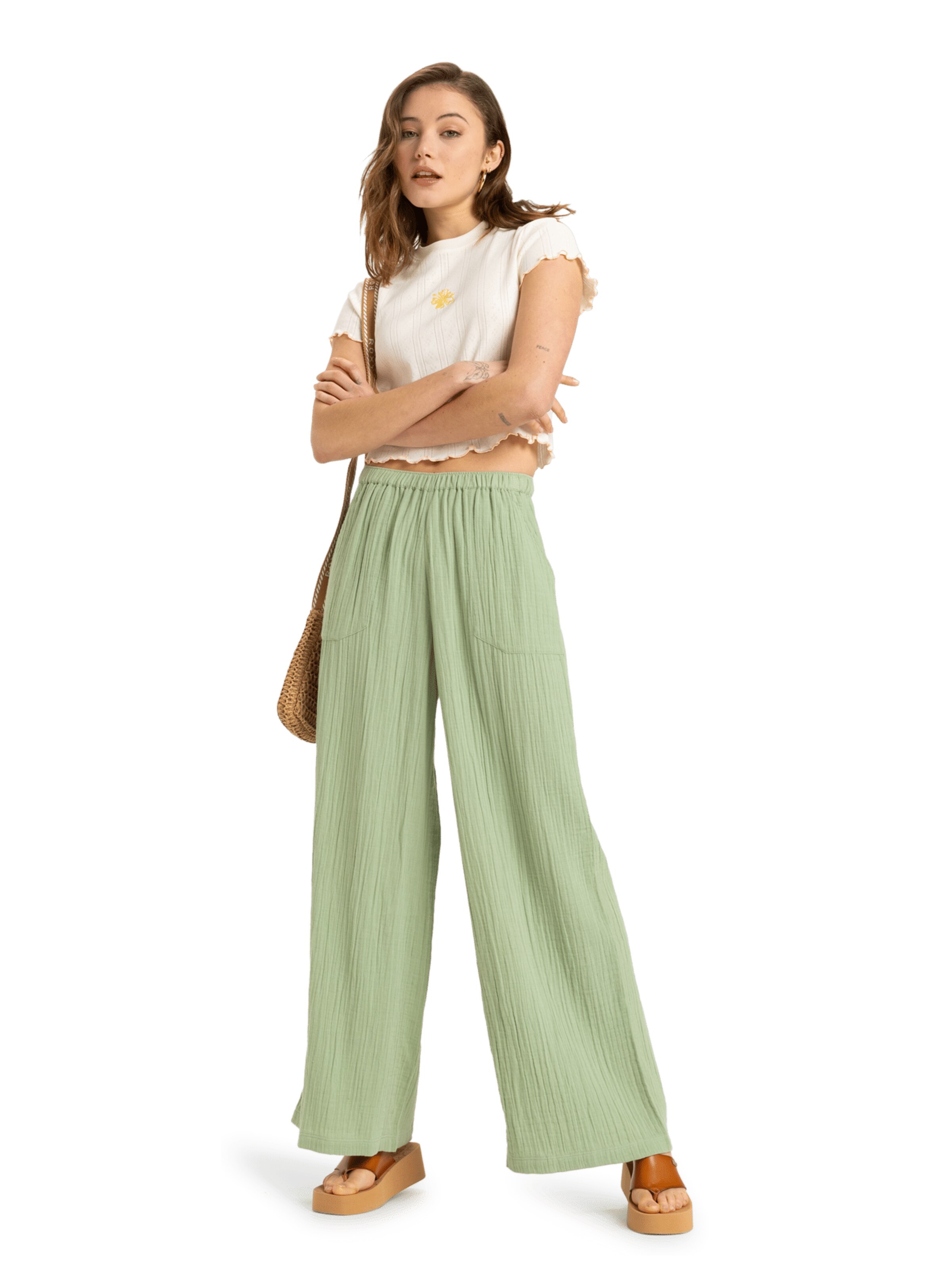 ROXY Loosefit Broek 'What A Vibe' in Groen: voorkant