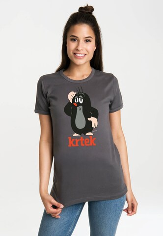 LOGOSHIRT Shirt 'Der kleine Maulwurf Krtek' in Grey: front