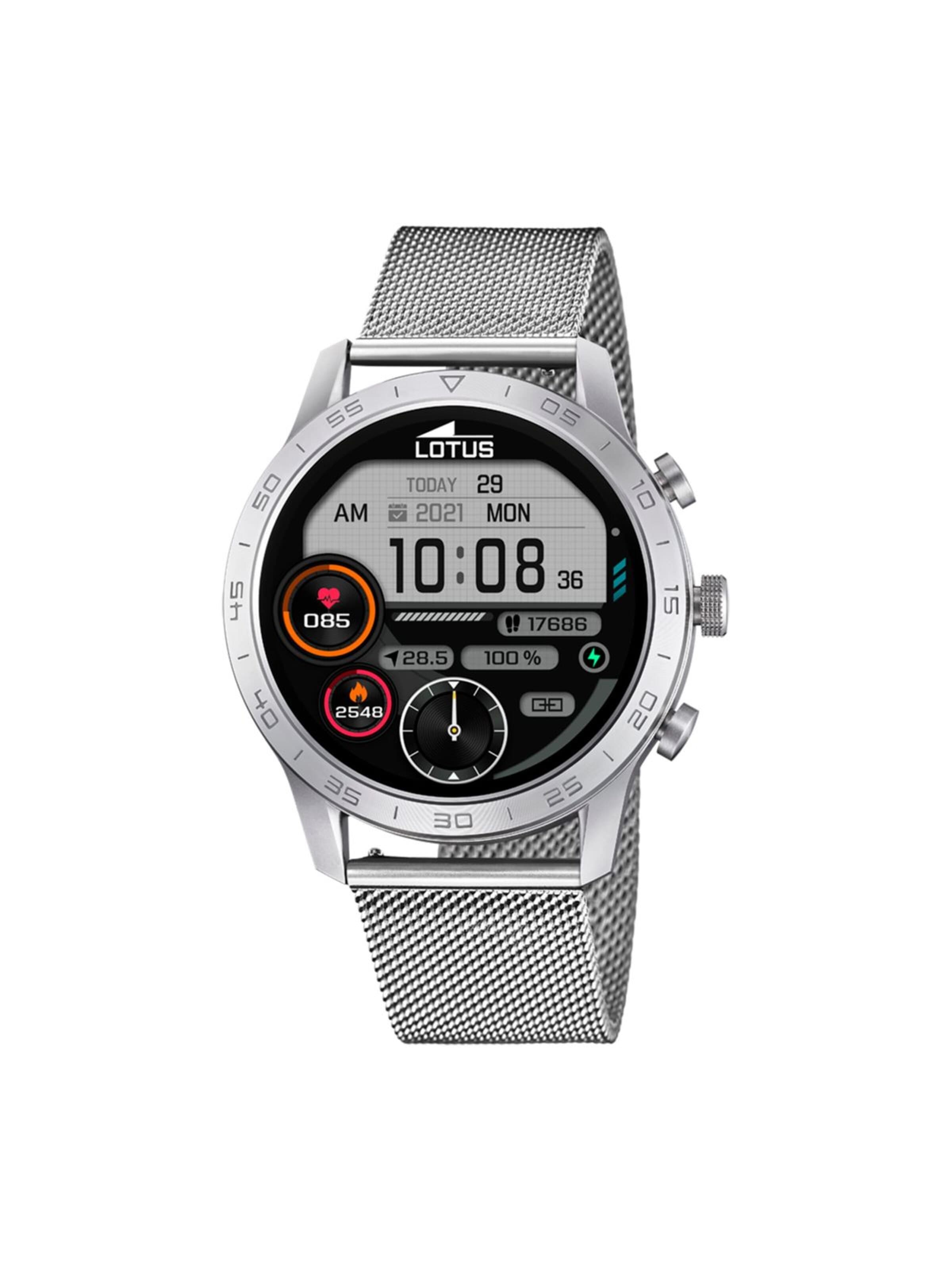 Montre digitale Lotus en argent : devant