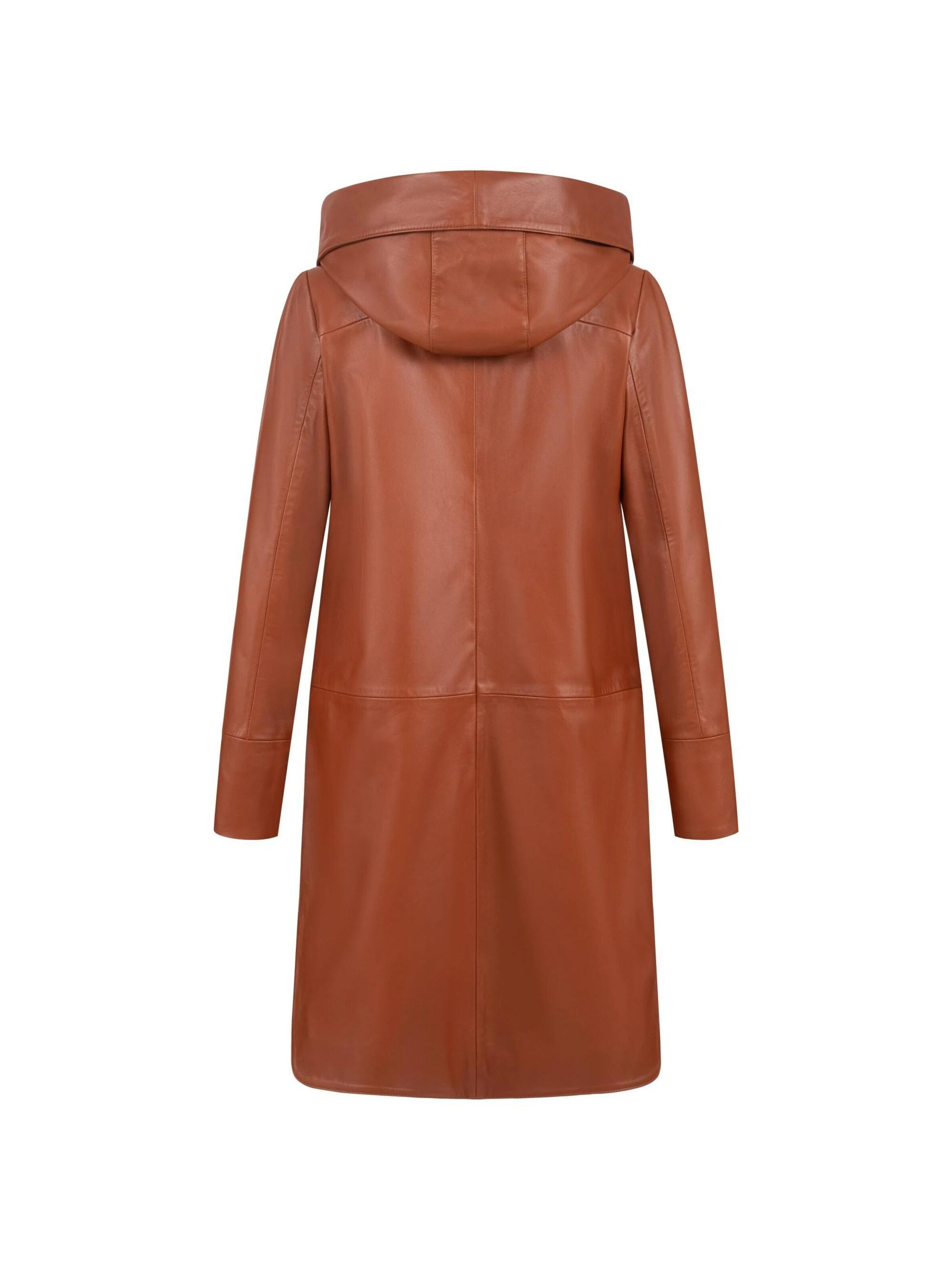 Mouflon Between-Seasons Coat 'Alina Ledermantel' in Brown