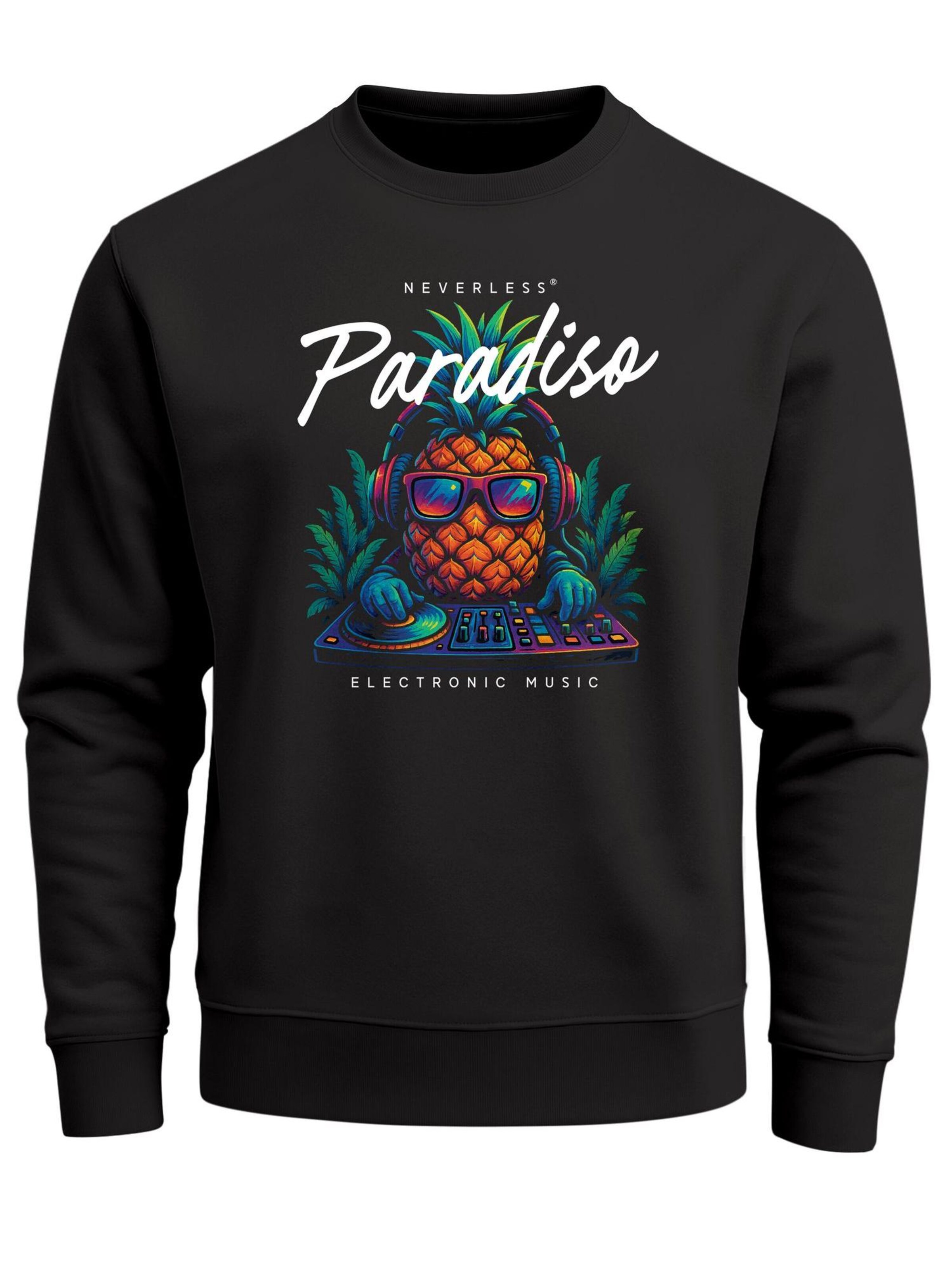 Neverless Sweatshirt 'Dj Pineapple' in Black: front