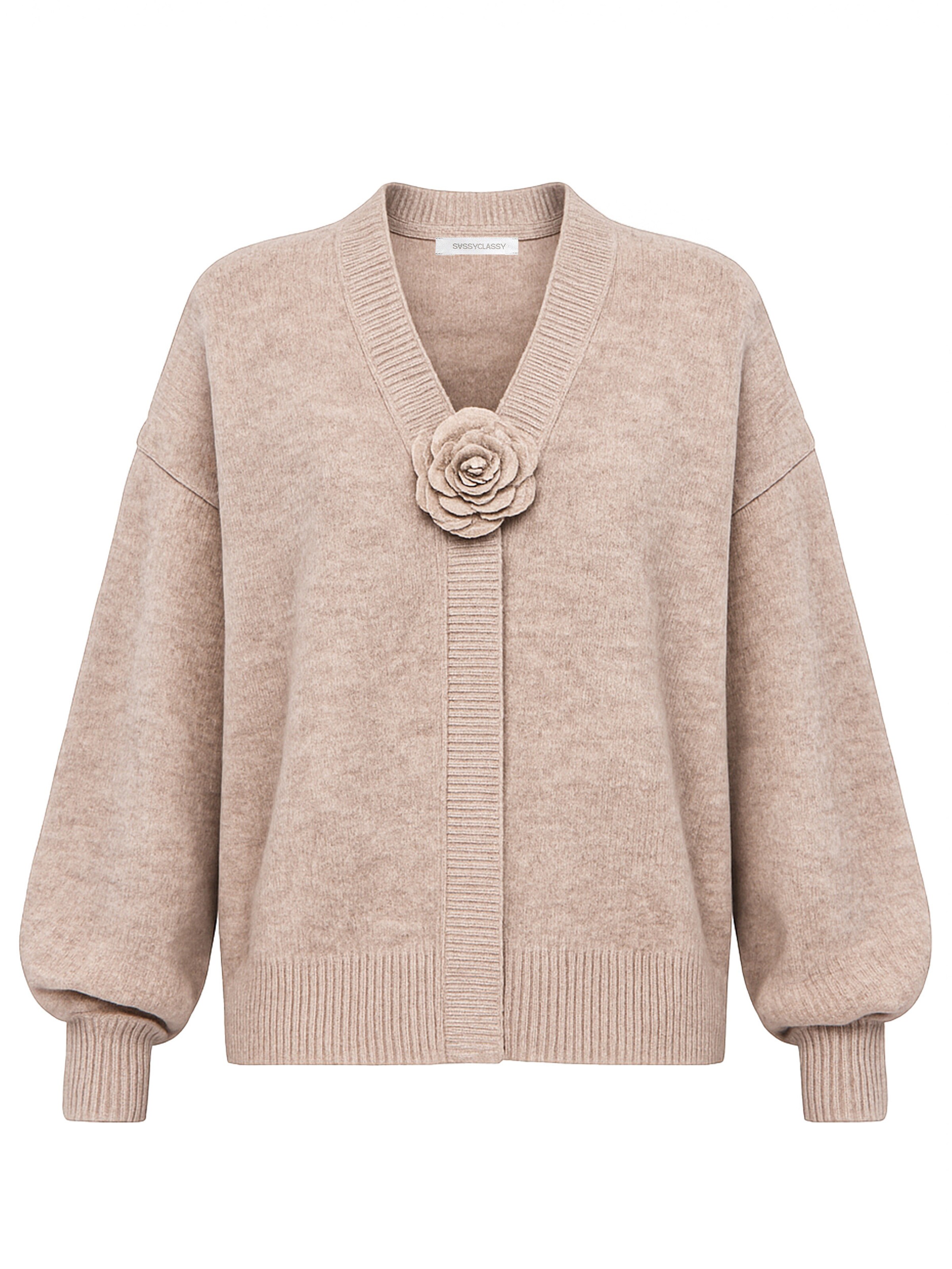 SASSYCLASSY Strickjacke‌‌‌‌‌‌‌‌ in Grau: Vorderseite