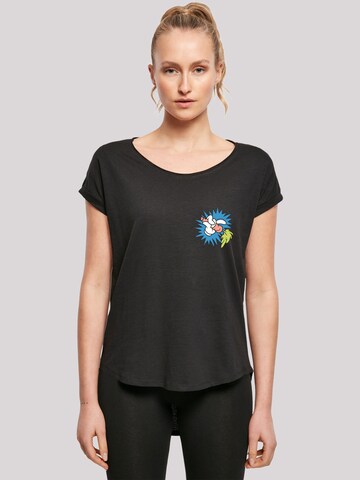 F4NT4STIC Shirt 'Looney Tunes Bugs Bunny Carrot Breast' in Zwart: voorkant