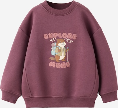 MANGO KIDS Sweat 'SUDEXPL' en 98 en bleu clair / marron / violet rouge, Vue avec produit