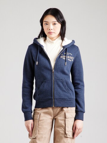Superdry Sweatvest 'Luxe' in Blauw: voorkant
