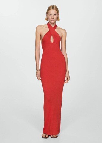 Robes en maille 'shiffer' MANGO en rouge : devant