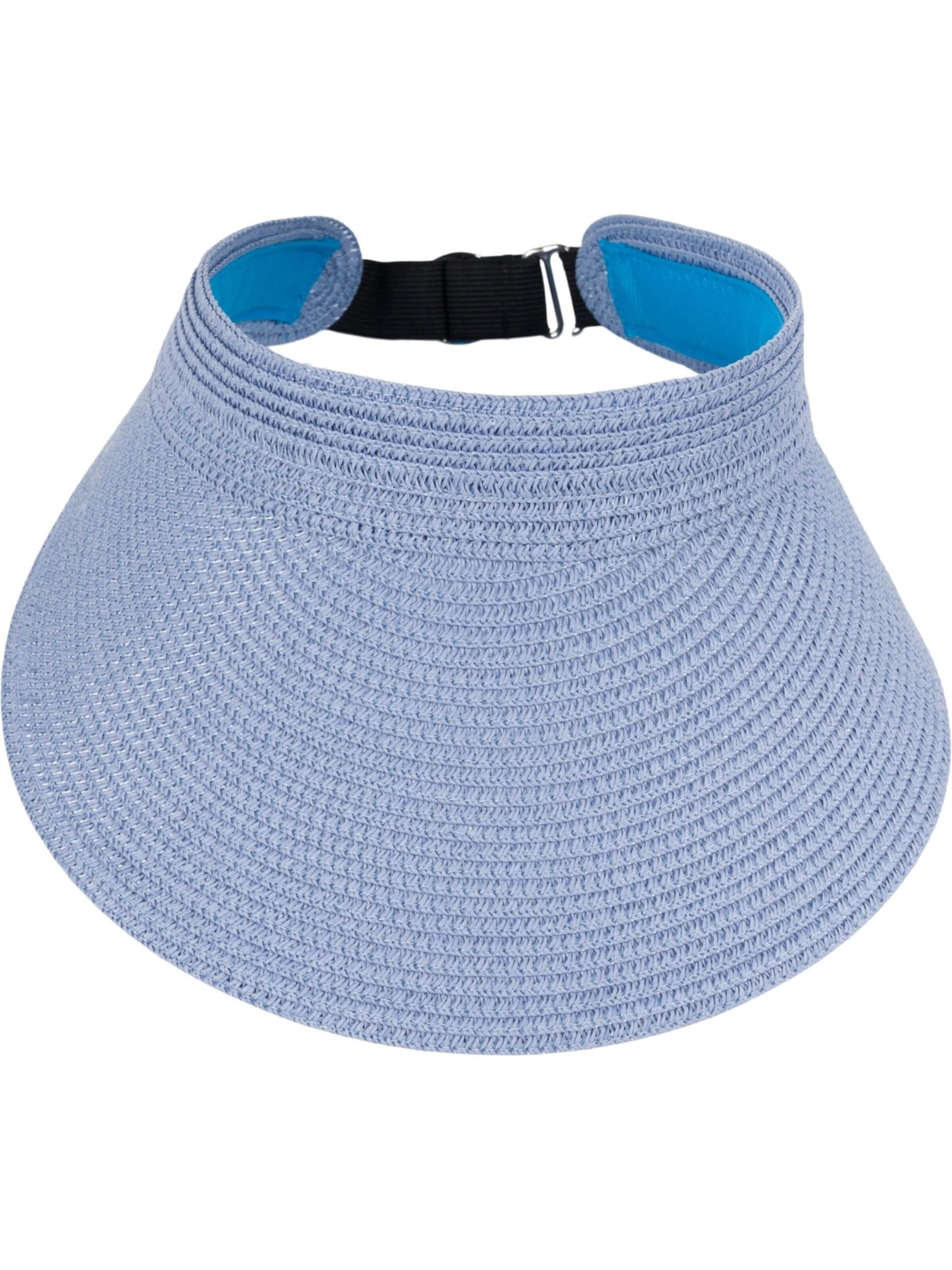 styleBREAKER Cap 'Papierstroh Visor Cap Einfarbig' in Blue: front