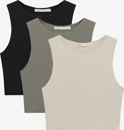Pull&Bear Top in beige / khaki / schwarz, Produktansicht