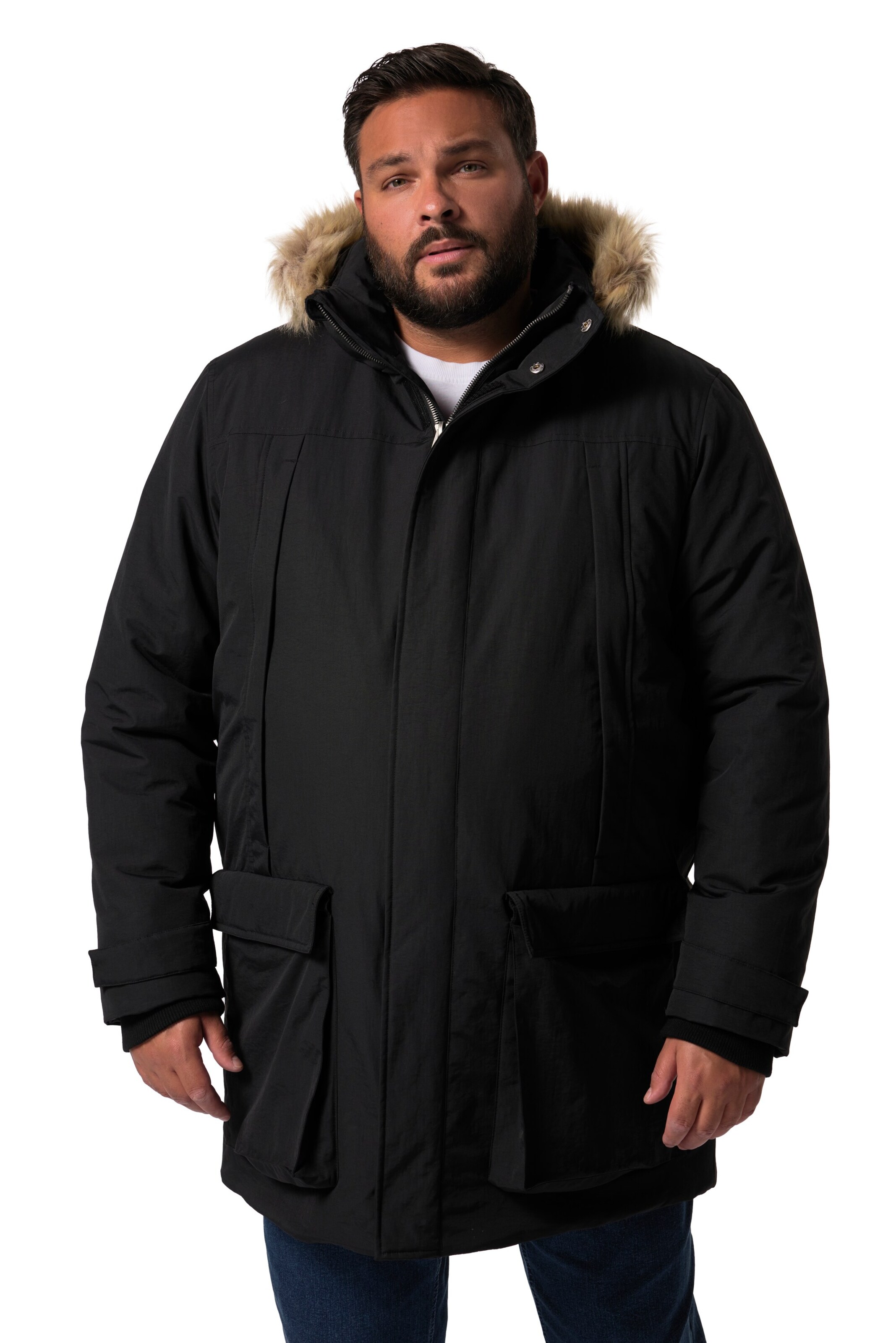 Men Plus Winter parka in Black: front