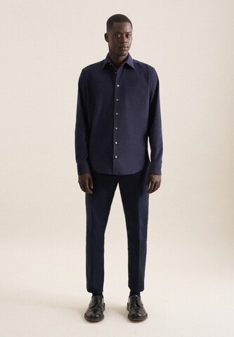 SEIDENSTICKER Regular Fit Hemd 'Schwarze Rose' in Blau