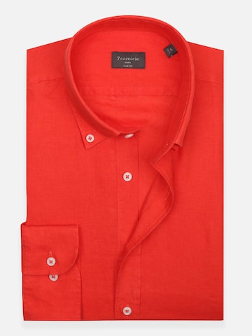Camicia 'Leonardo Essentials Linen Man Shirt White' di 7Camicie in arancione: frontale
