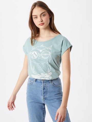 Iriedaily - Camisa 'Skateowl 2' em verde: frente