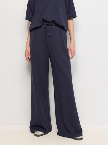 Salsa Jeans Wide leg Bandplooibroek in Blauw: voorkant