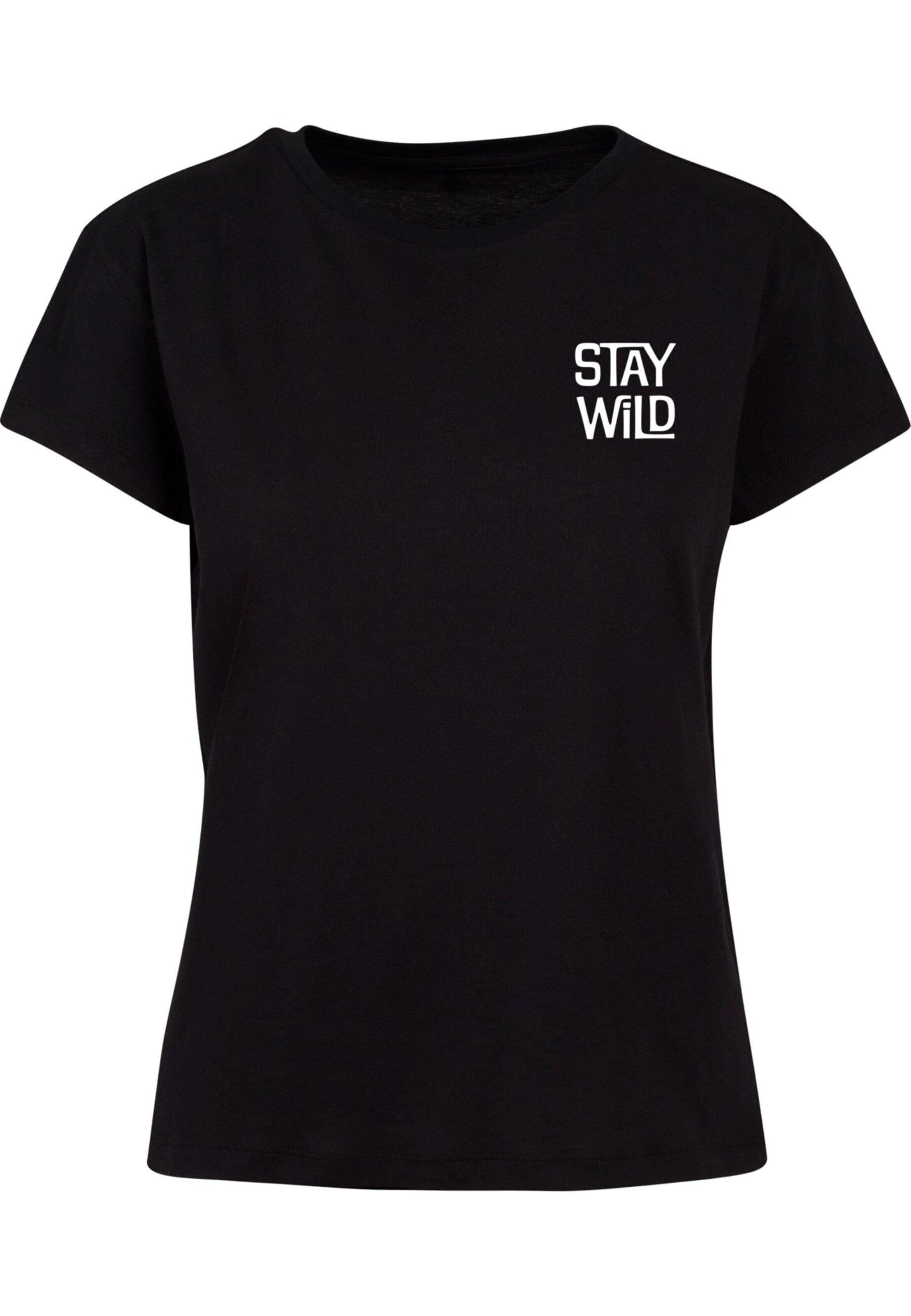 Merchcode T-Shirt 'Stay Wild' in Schwarz: Vorderseite
