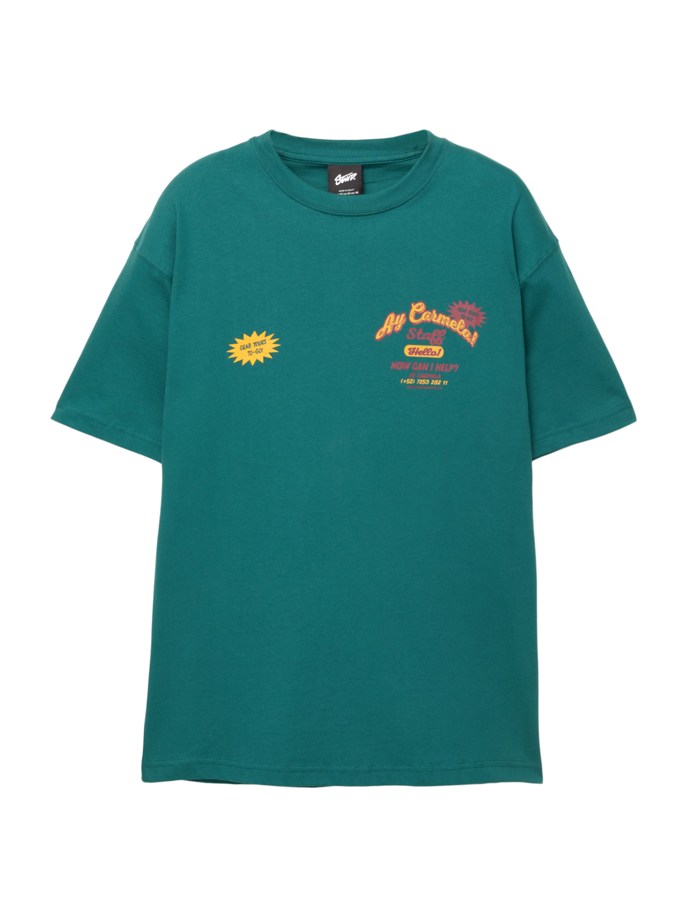 Pull&Bear Majica 'AY CARMELA' | zelena barva: sprednja stran