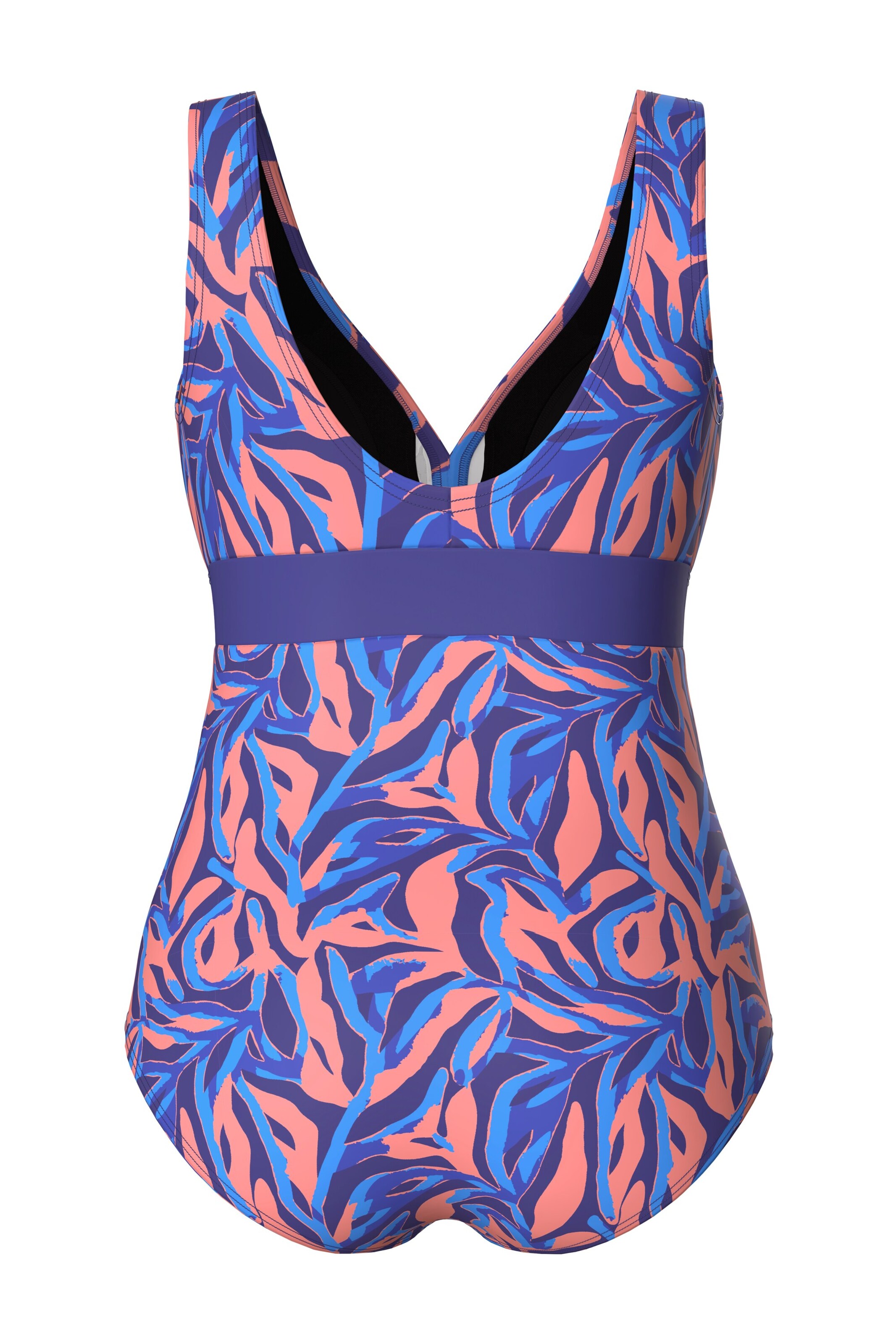 Ulla Popken Triangle Shaping swimsuit in Blue