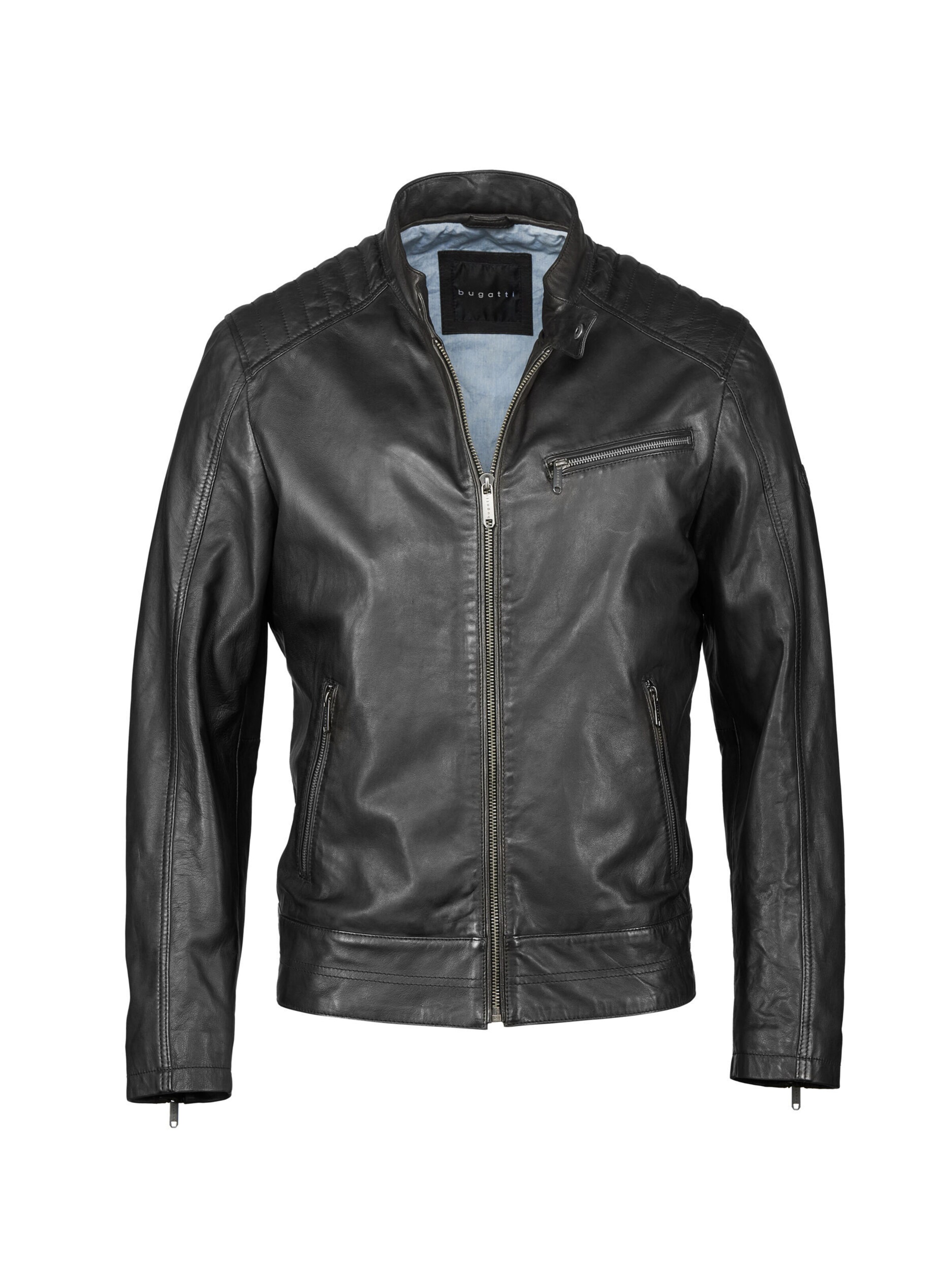 bugatti Lederjacke 'BUDomenico' in Schwarz: Vorderseite