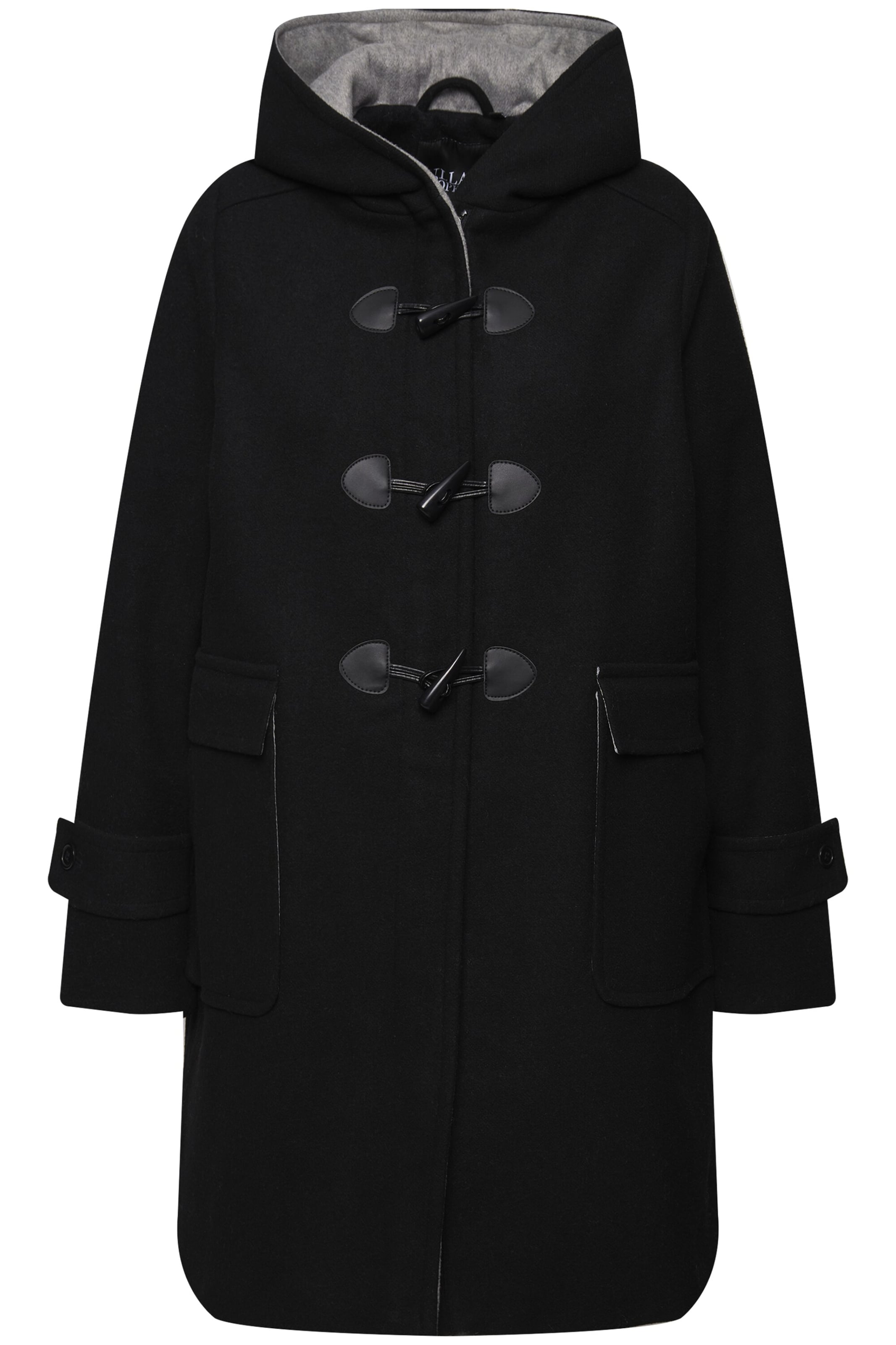 Ulla Popken Wintermantel in Zwart: voorkant