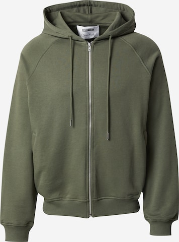 ABOUT YOU x Chiara Biasi Zip-Up Hoodie 'Ilse' in Green: front