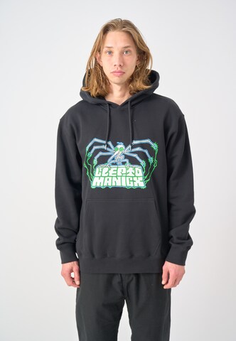 Cleptomanicx Kapuzensweatshirt 'Boxy Hooded Grave Gull' in Schwarz: Vorderseite