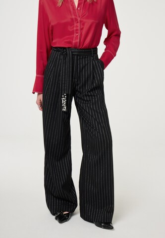 Wide Leg Pantalon à pince Fabienne Chapot en noir : devant