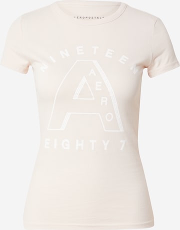 AÉROPOSTALE T-Shirt 'NINETEEN EIGHTY 7' in Beige: predná strana