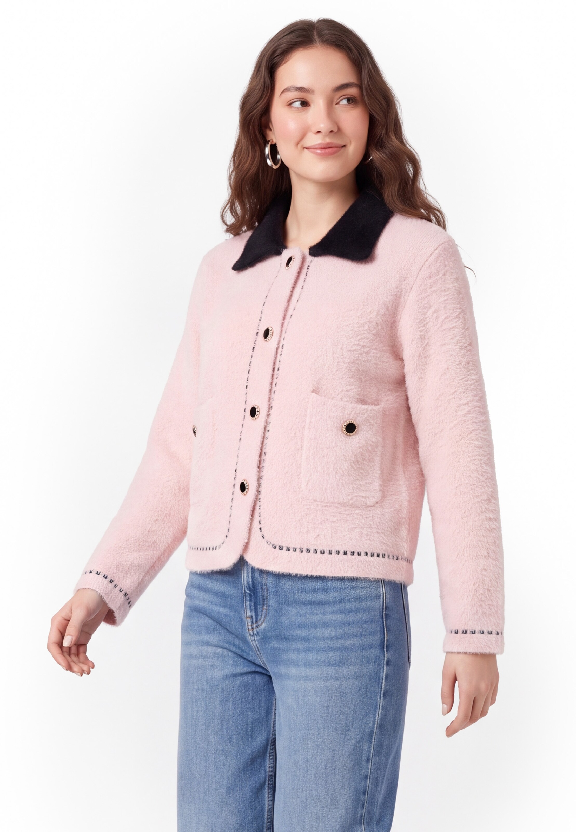 Cardigan myMo ESSENTIALS en rose : devant